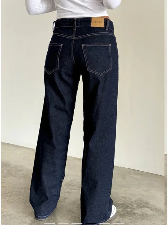 Motel Rocks Low Rise Parallel Jeans In Indigo Size 26 - Picture 2 of 7